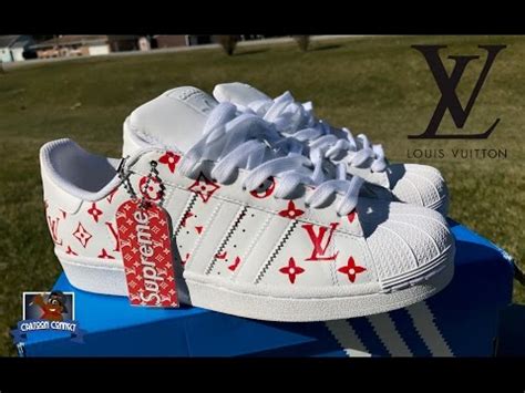 custom louis vuitton adidas supersatr|How To: Louis Vuitton x Supreme Collab Adidas Superstar .